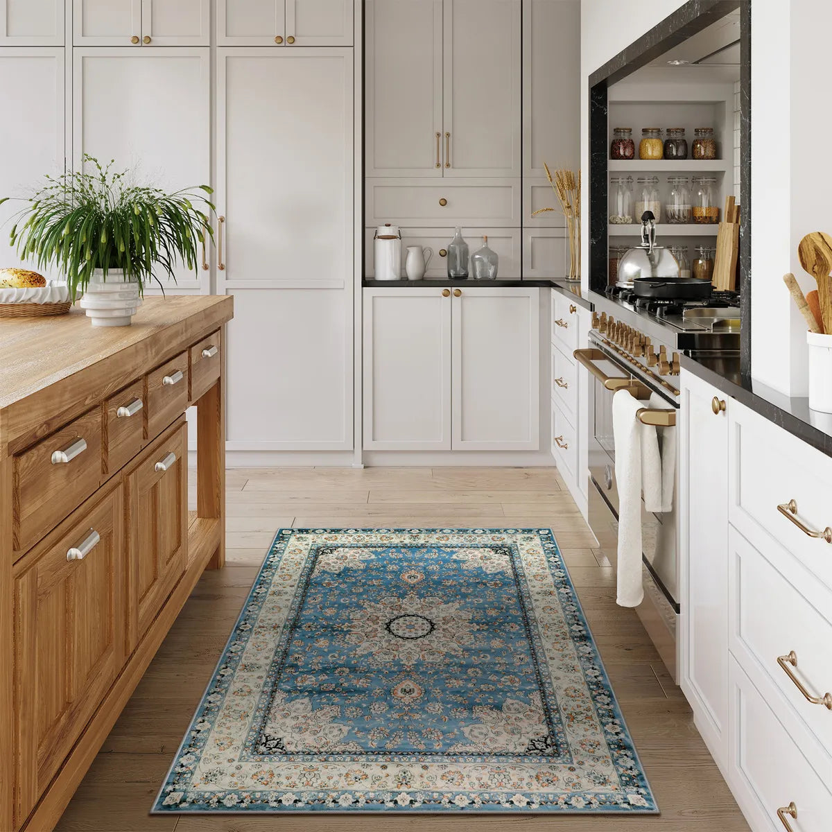 Alodie Washable Distressed Oriental Floral Medallion Blue Area Rug Clearance Rugs Lahome