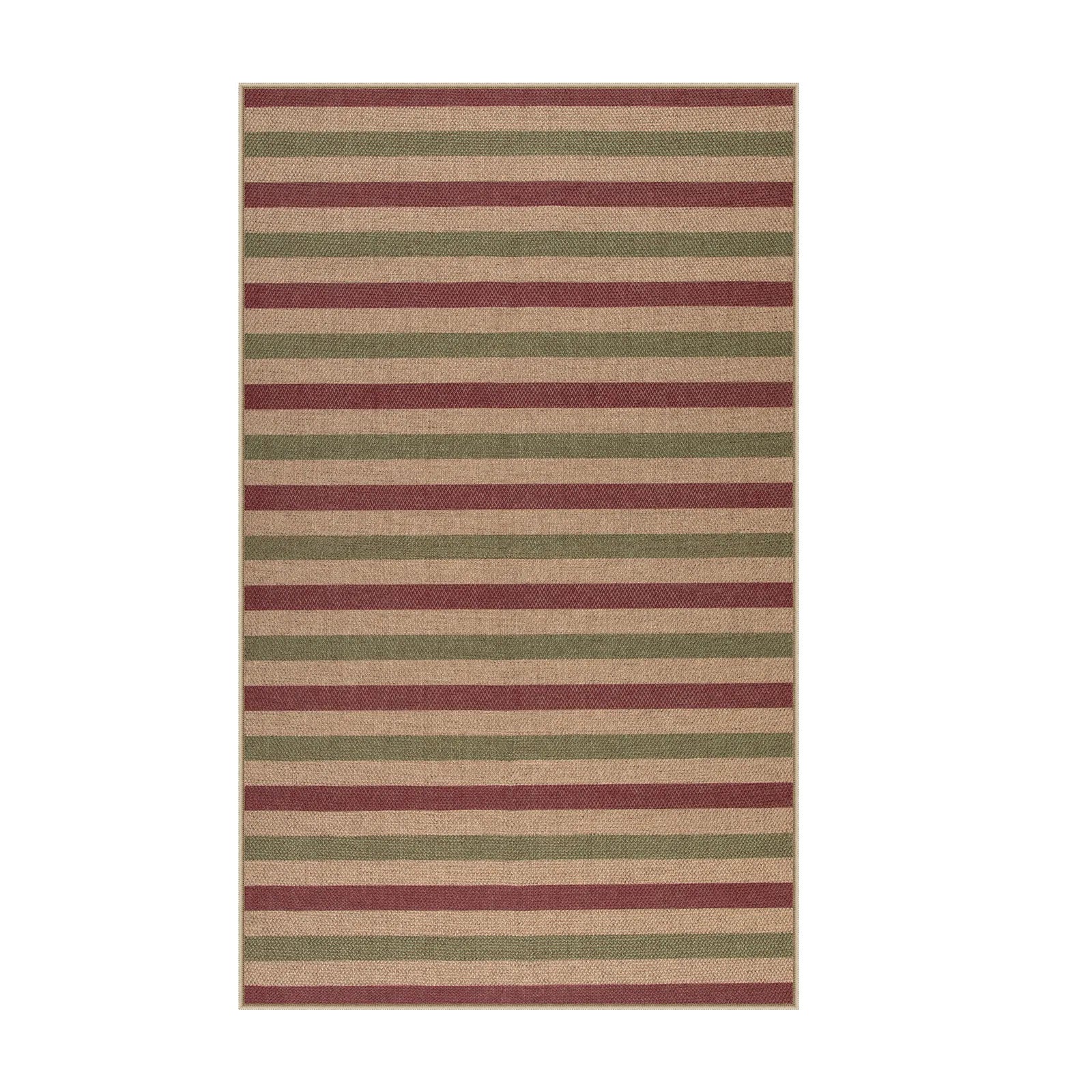 Elance Christmas Washable Easy Jute Slim Striped Red&Green Rug Easy Jute Rug Lahome