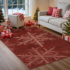 Perle Christmas Washable Crystal Snowflake Red Rug Area Rugs Lahome 3' x 5'