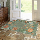 Flore Washable Boho Whimsical Floral Green 2 Piece Rug Set Rug Set Lahome