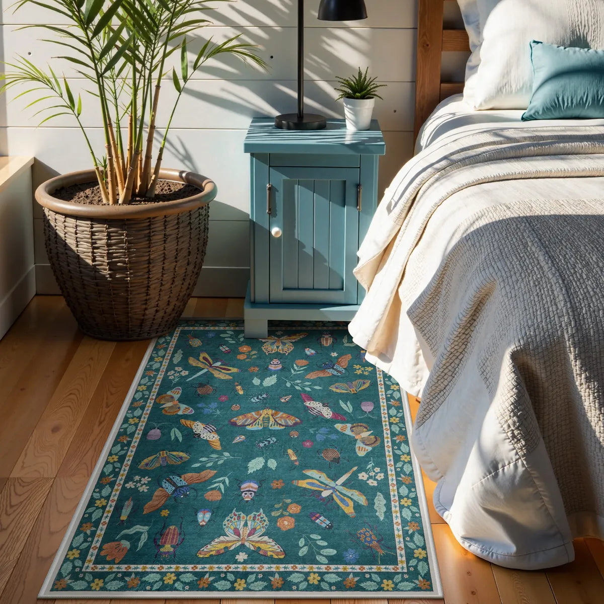 Vionnet Washable Modern Parisian Insect Green Area Rug Clearance Rugs Lahome