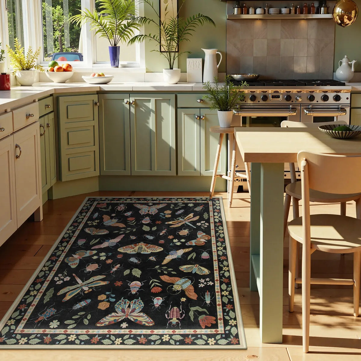 Vionnet Washable Modern Parisian Insect Black Rug Rugs Lahome