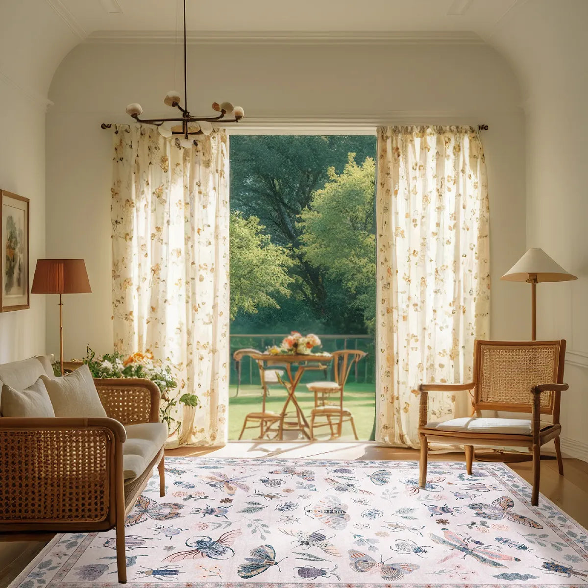 Vionnet Washable Modern Parisian Insect Light Pink Rug1 Area Rugs Lahome