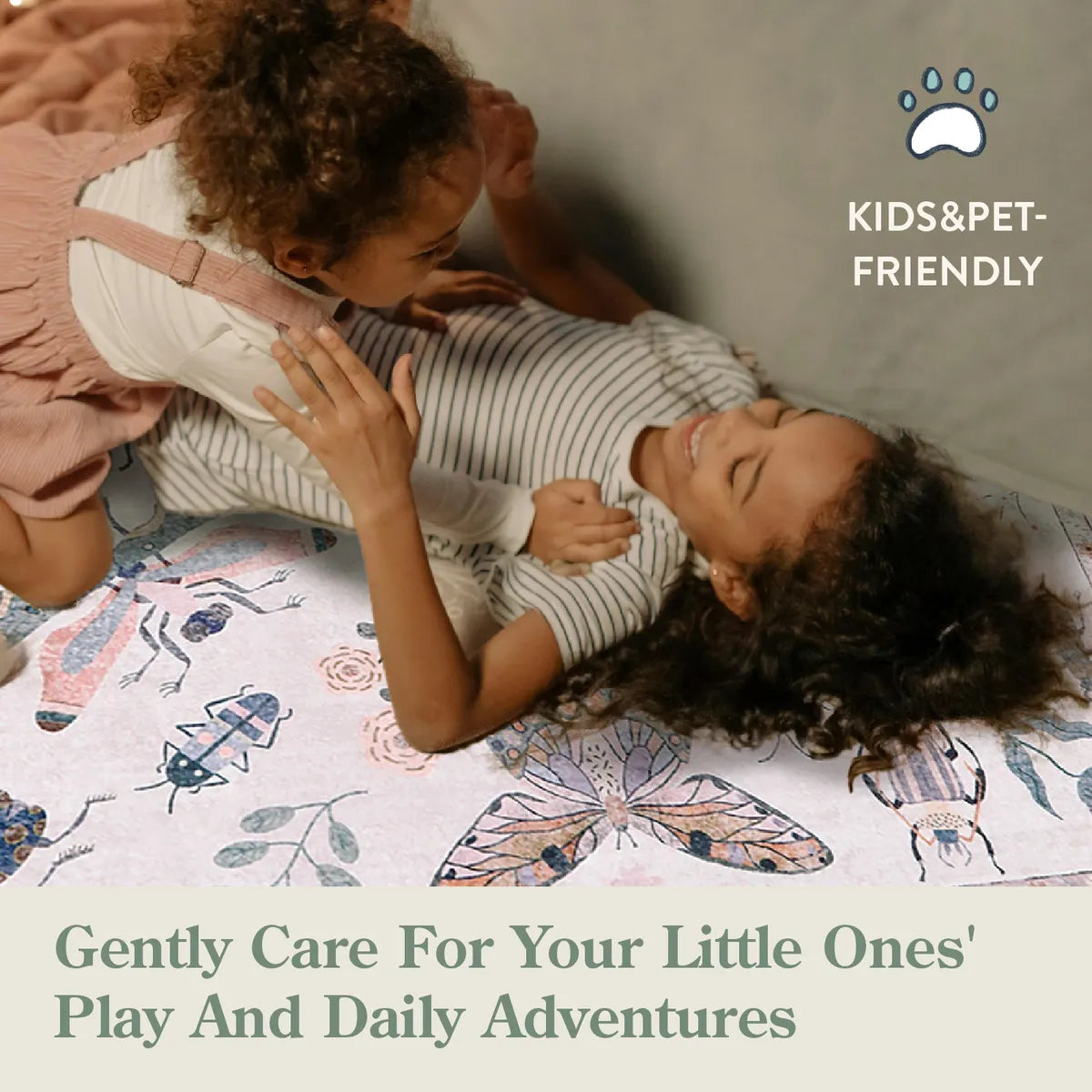 Vionnet Washable Modern Parisian Insect Light Pink Rug Area Rugs Lahome