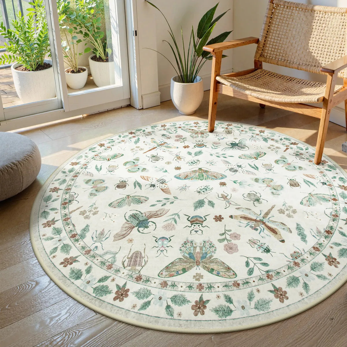 Clearance Vionnet Washable Modern Parisian Insect Beige Rug Clearance Rugs Lahome