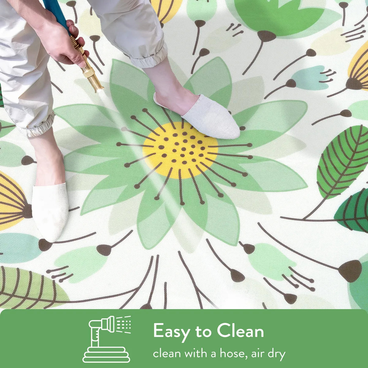 Soleil Washable Floral Light Green Indoor Indoor/Outdoor Rug Outdoor Rugs Lahome