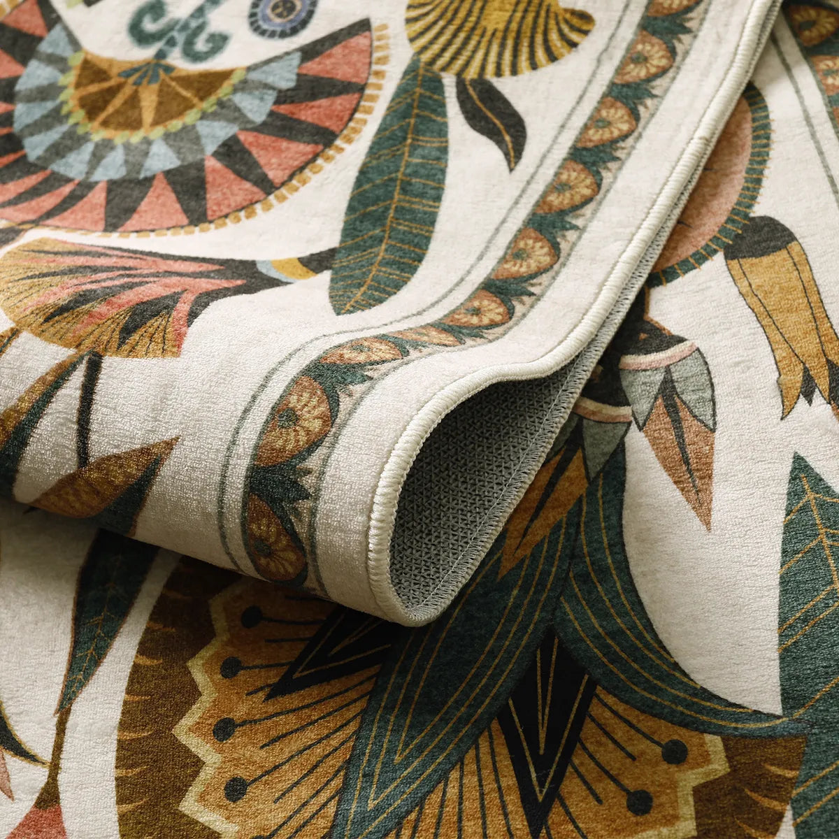Zaya Washable Egyptian-Inspired Botanical Cream Rug Rugs Lahome