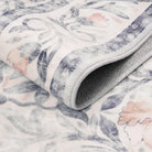 Liliane Washable Vintage Floral Grey Purple Rug Rugs Lahome