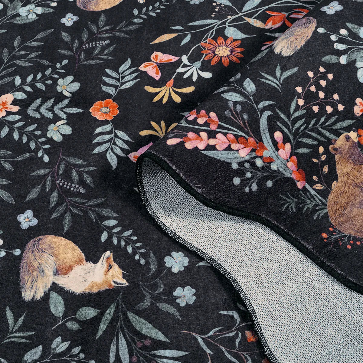 Elysia Washable Maximalist Unicorn Garden Black Rug Area Rugs Lahome