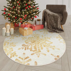 Perle Christmas Washable Crystal Snowflake Gold Rug Rugs Lahome