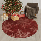 Perle Christmas Washable Crystal Snowflake Red Rug Area Rugs Lahome 4' Round