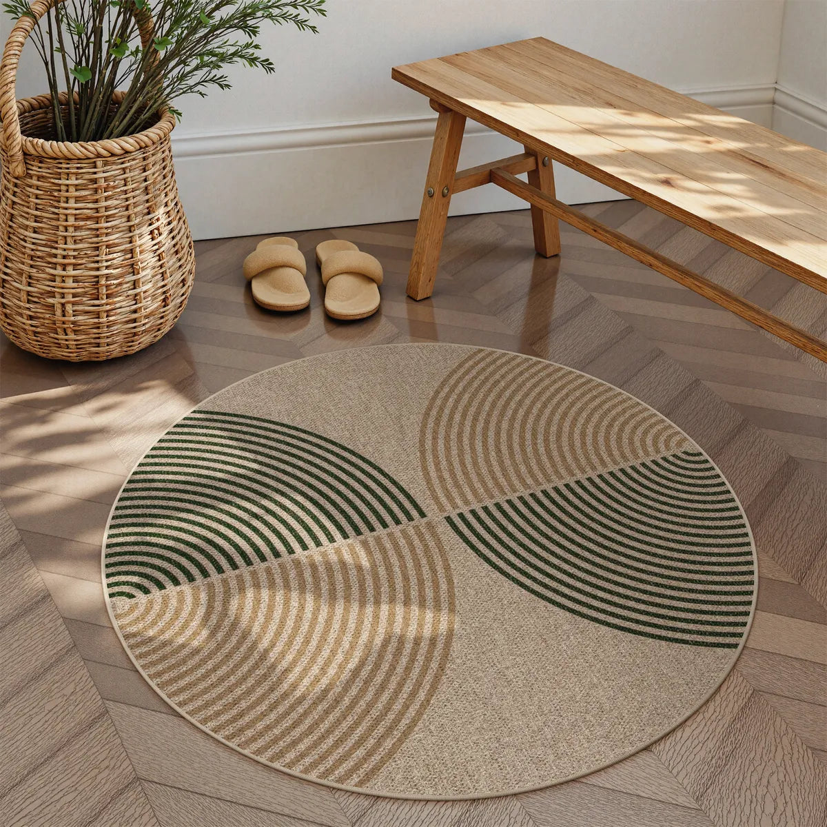 Enfys Washable Modern Rainbow Easy Jute Natural/Beige Indoor/Outdoor Rug Clearance Rugs Lahome
