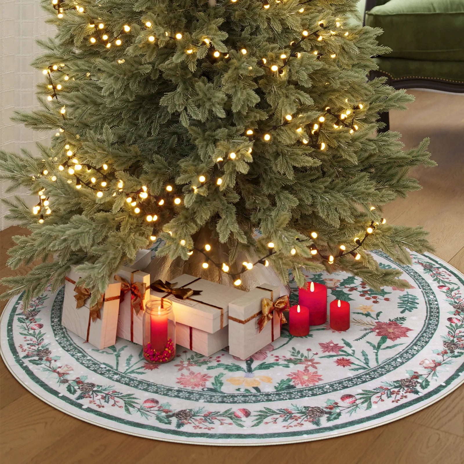 Ivan Christmas Washable Boho Modern Parisian Garden Floral Ivory Rug Area Rugs Lahome