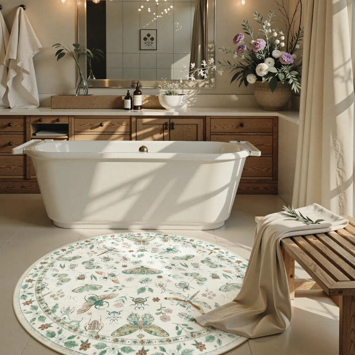 Vionnet Washable Modern Parisian Insect Beige Rug Area Rugs Lahome