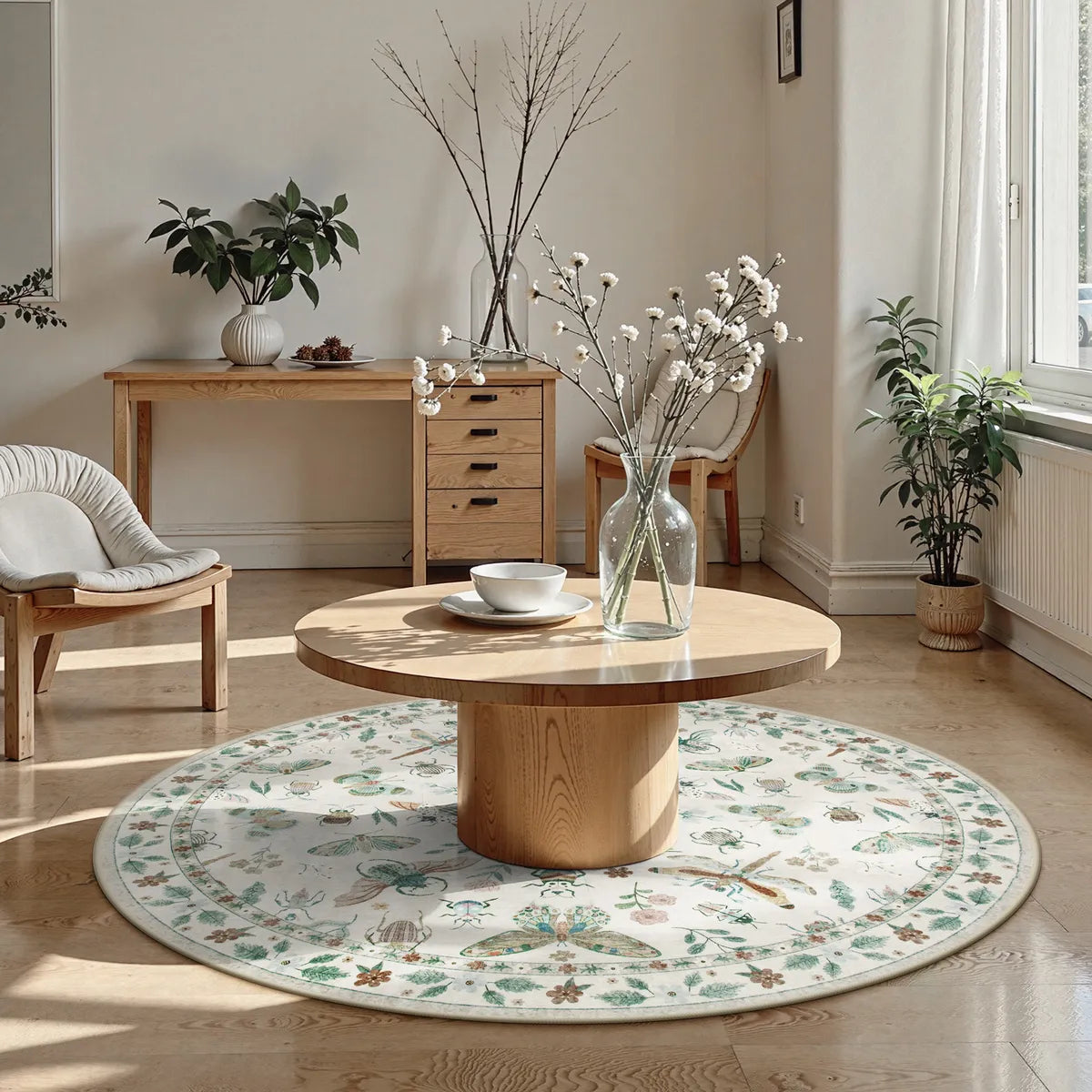 Vionnet Washable Modern Parisian Insect Beige Rug Area Rugs Lahome