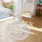 Sylvie Washable Boho Modern Parisian Garden Floral Pink Rug Area Rugs Lahome 4' Round