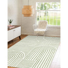 Darrell Washable Abstract Rainbow Stripe Green/White Rug Area Rugs Lahome 4' x 6'