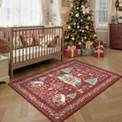 Kylian Christmas Washable Winter Snow House Red Rug Area Rugs Lahome 4' x 6'
