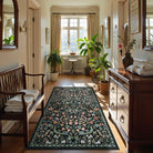 Claude Washable Maximalism Vibrant Blossom Floral Black Rug Area Rugs Lahome 4' x 6'