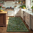 Claude Washable Maximalism Vibrant Blossom Floral Dark Green Rug Area Rugs Lahome
