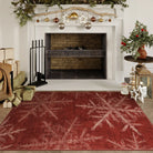 Perle Christmas Washable Crystal Snowflake Red Rug Area Rugs Lahome