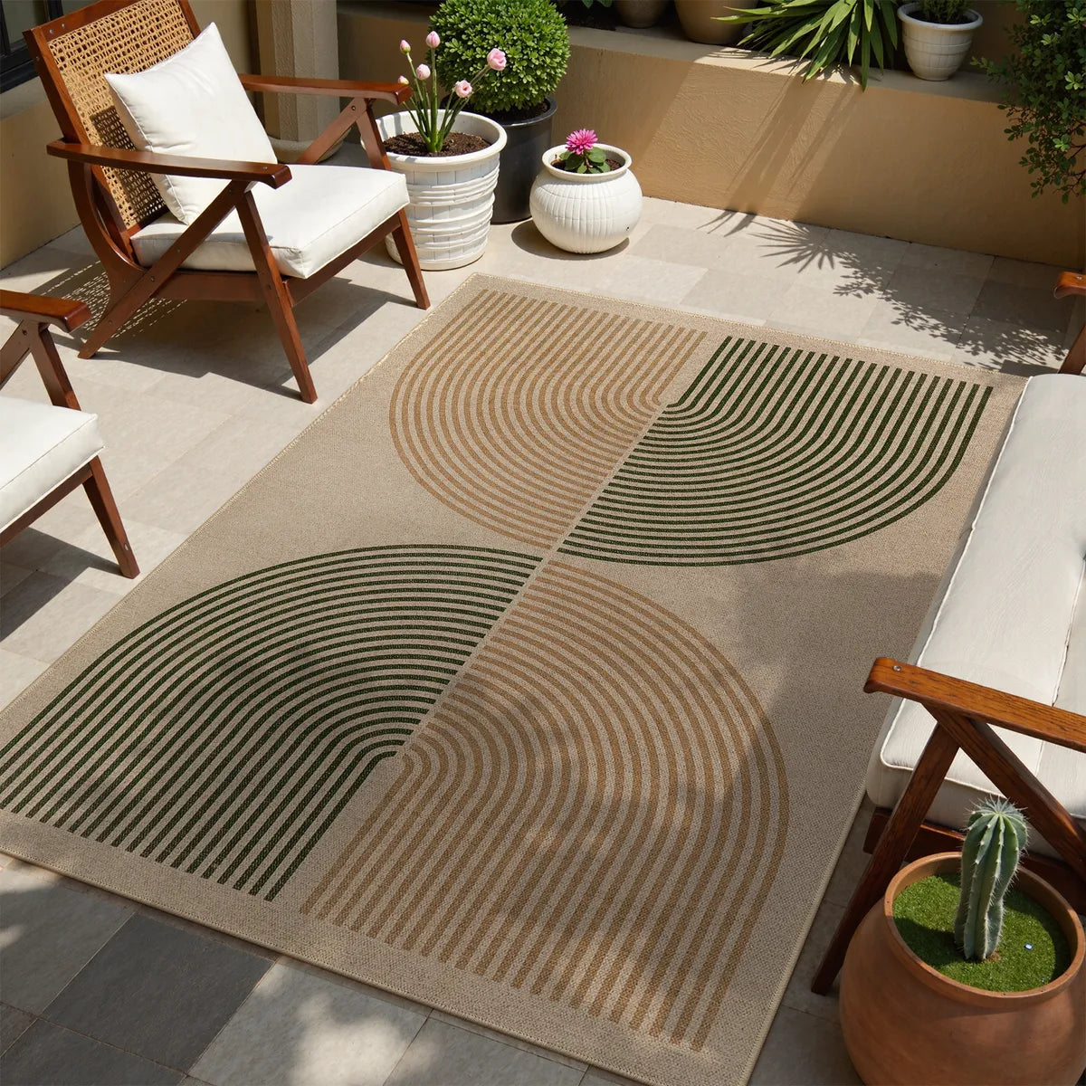Enfys Washable Modern Rainbow Easy Jute Natural/Beige Indoor/Outdoor Rug Clearance Rugs Lahome 4' x 6'