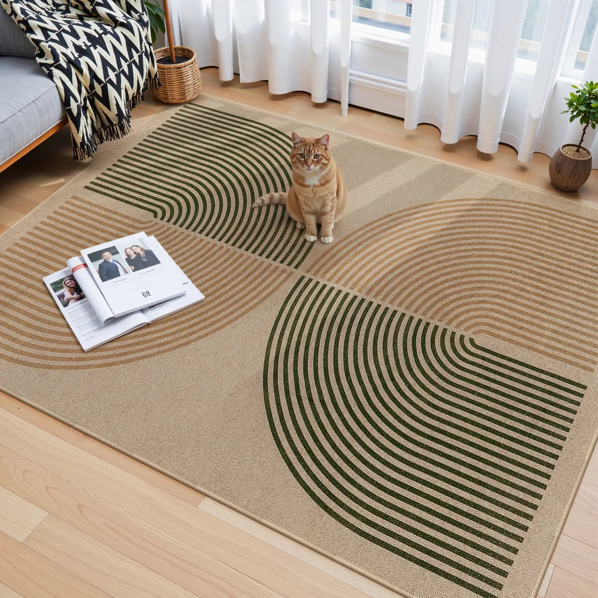 Enfys Washable Modern Rainbow Easy Jute Natural/Beige Indoor/Outdoor Rug Clearance Rugs Lahome
