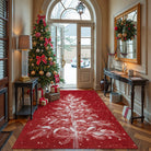 Velours Christmas Washable Tree and Snowflake Red Rug Area Rugs Lahome 4' x 6'