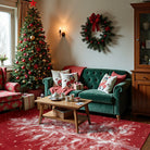 Velours Christmas Washable Tree and Snowflake Red Rug Area Rugs Lahome