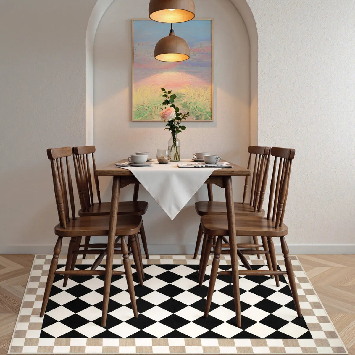 Virginie Washable Modern Checkerboard Black/White Rug Rugs Lahome