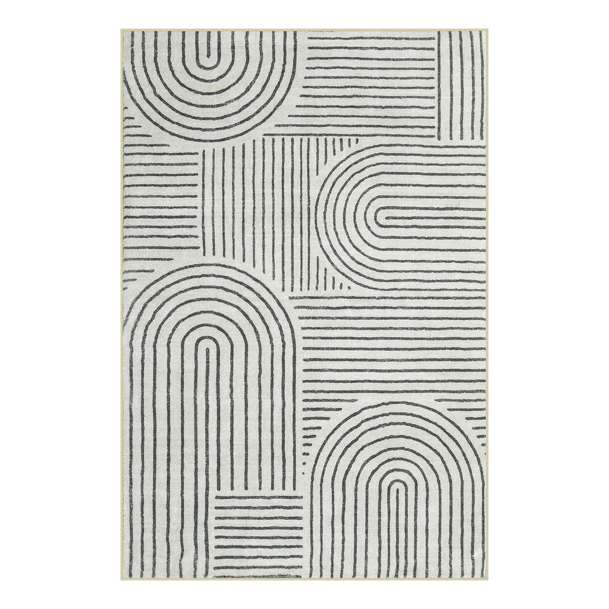 Darrell Washable Abstract Rainbow Stripe Grey/Beige Rug Clearance Rugs Lahome