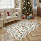Kylian Christmas Washable Winter Snow House Beige Rug Area Rugs Lahome 4' x 6'