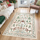 Kylian Christmas Washable Winter Snow House Beige Rug Area Rugs Lahome