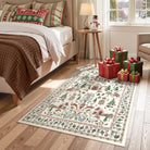 Kylian Christmas Washable Winter Snow House Beige Rug Area Rugs Lahome