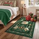 Kylian Christmas Washable Winter Snow House Green Rug Area Rugs Lahome 4' x 6'