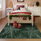 Perle Christmas Washable Crystal Snowflake Green Rug Area Rugs Lahome 4' x 6'