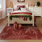 Perle Christmas Washable Crystal Snowflake Red Rug Area Rugs Lahome 4' x 6'