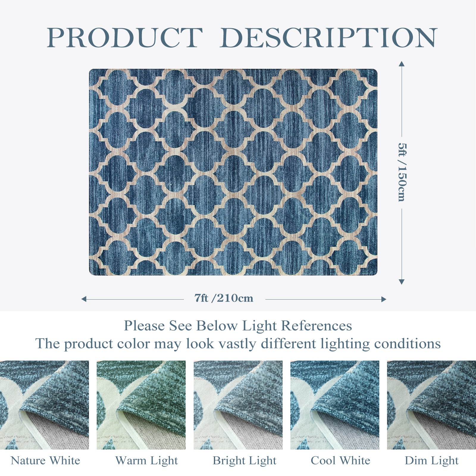 Meline Washable Classic Moroccan Trellis Fathom Blue Rug Clearance Rugs Lahome