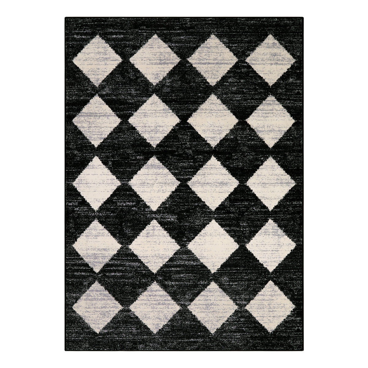 Zelie Washable Modern Geometric Diamond Checkered Black Runner Rug Clearance Rugs Lahome