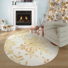 Perle Christmas Washable Crystal Snowflake Gold Rug Rugs Lahome