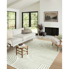 Darrell Washable Abstract Rainbow Stripe Green/White Rug Area Rugs Lahome