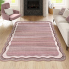 Estelle Washable Modern Abstract Bordered Scalloped Pink Rug Clearance Rugs Lahome 5' x 7'