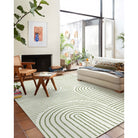 Darrell Washable Abstract Rainbow Stripe Green/White Rug Area Rugs Lahome 5' x 7'