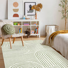 Darrell Washable Abstract Rainbow Stripe Green/White Rug Area Rugs Lahome
