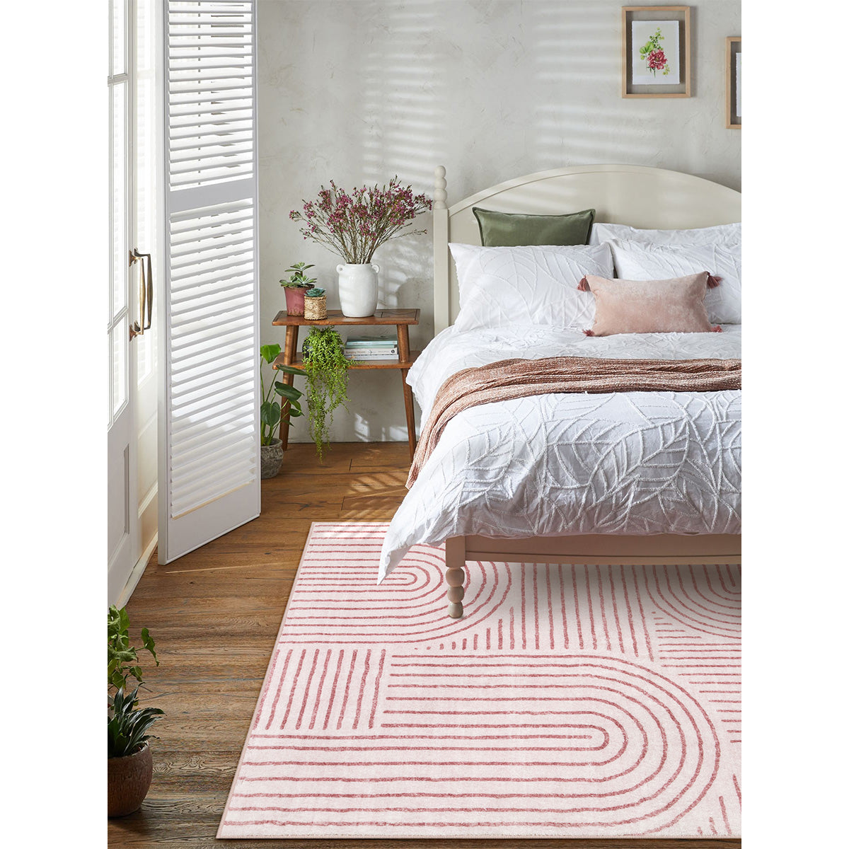 Darrell Washable Abstract Rainbow Stripe Pink/White Rug Clearance Rugs Lahome