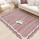 Estelle Washable Modern Abstract Bordered Scalloped Pink Rug Clearance Rugs Lahome
