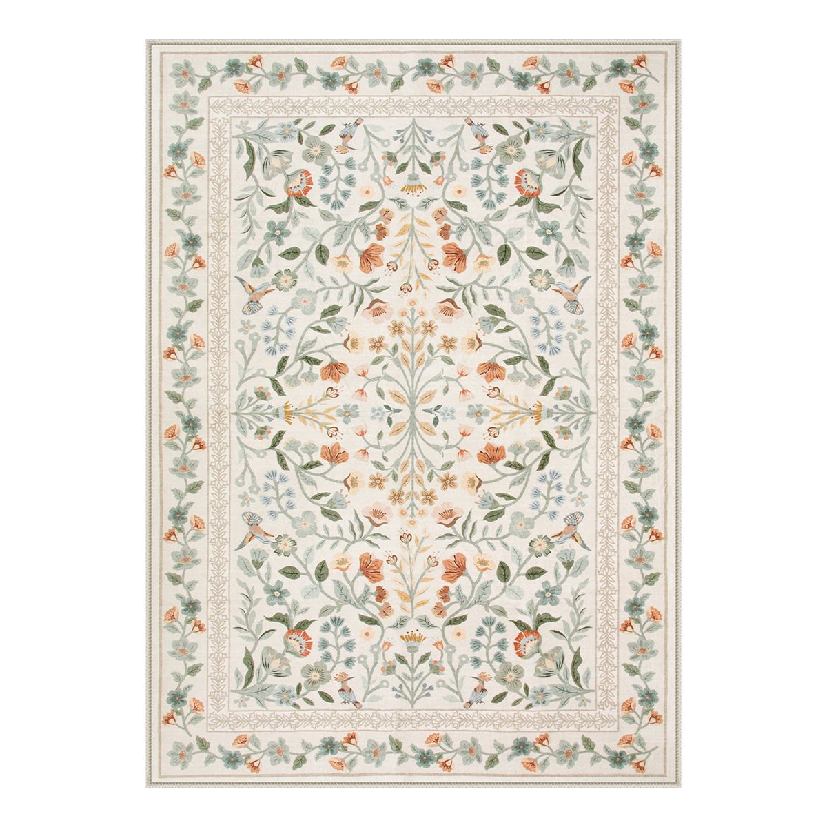 Celeste Washable Vintage Floral Beige Area Rug Area Rugs Lahome
