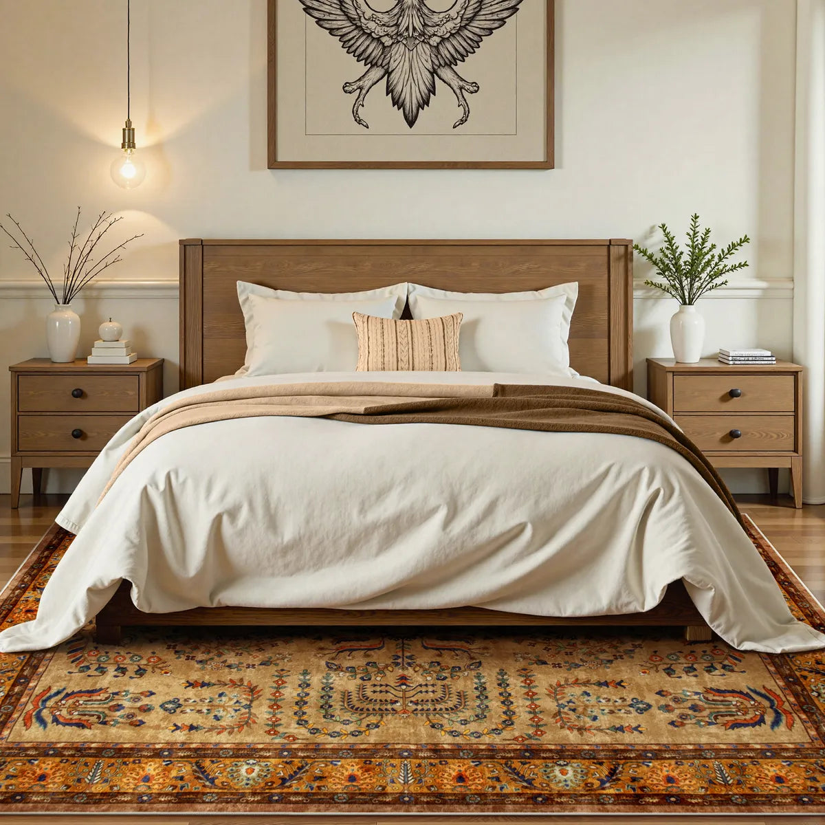 Auguste Washable Vintage Medallion Floral Brown Rug Rugs Lahome