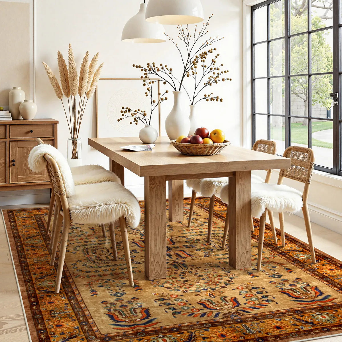 Auguste Washable Vintage Medallion Floral Brown Rug Rugs Lahome