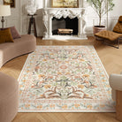 Sylvie Washable Boho Modern Parisian Garden Floral Fall Yellow Rug Area Rugs Lahome